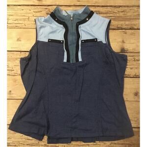 jamie sadock size blue colorblock sleeveless zipper shirt